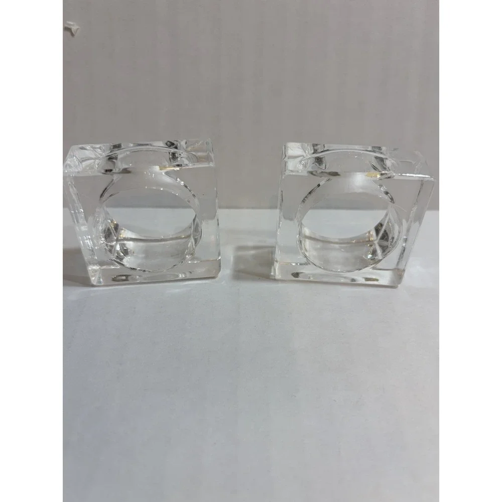 Set of 2 Clear Acrylic Square Napkin Rings